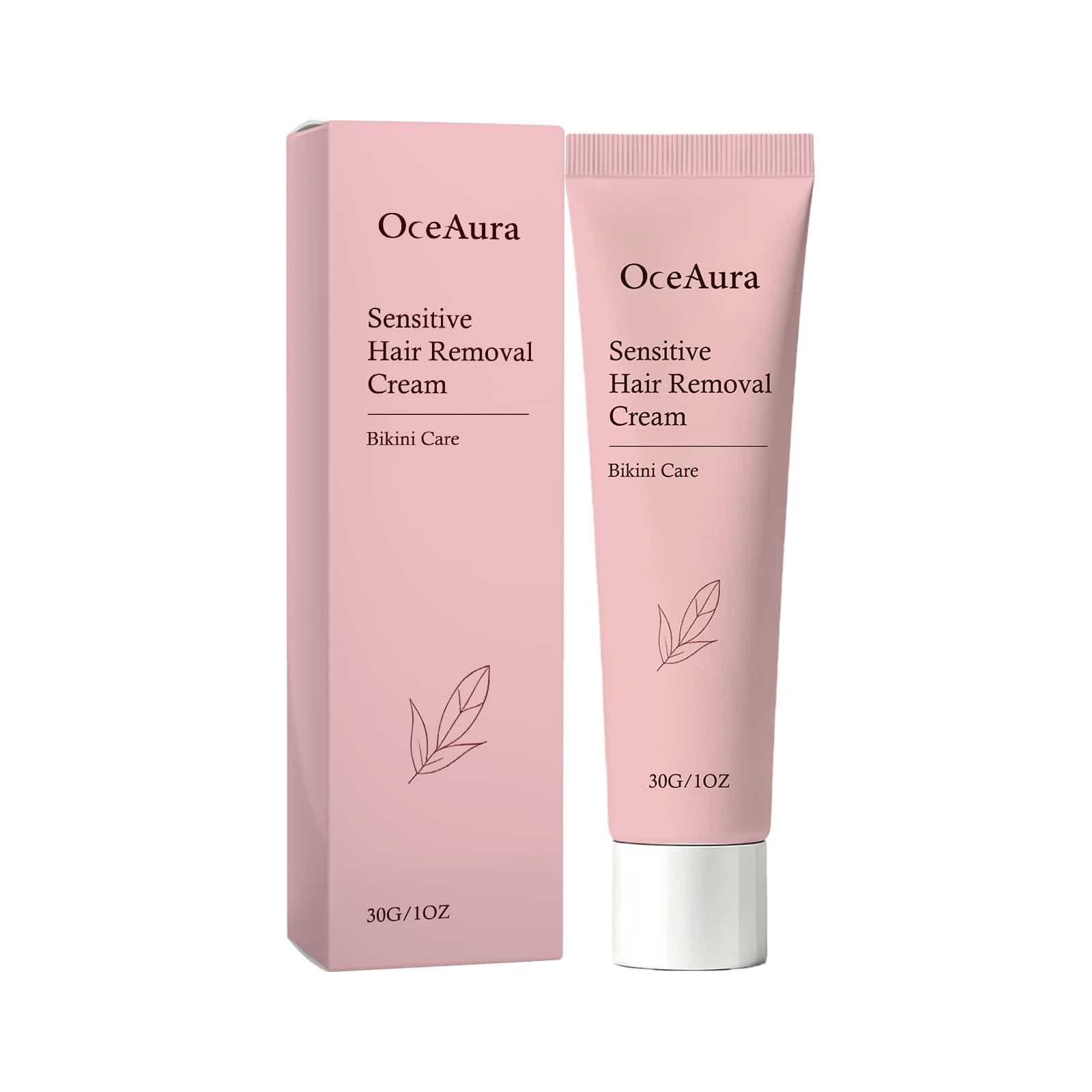 Gentle hair removal cream tube with matching pink box
