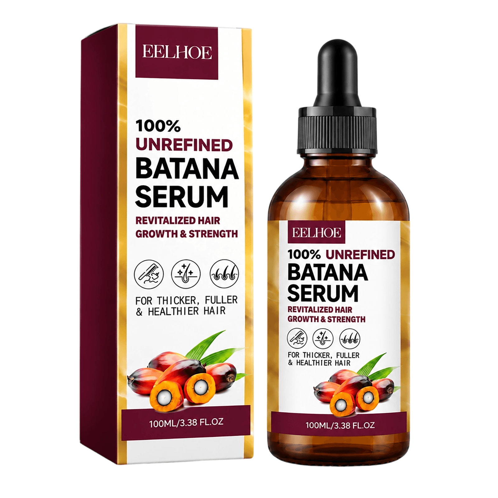 Batana hair oil dropper bottle with matching box